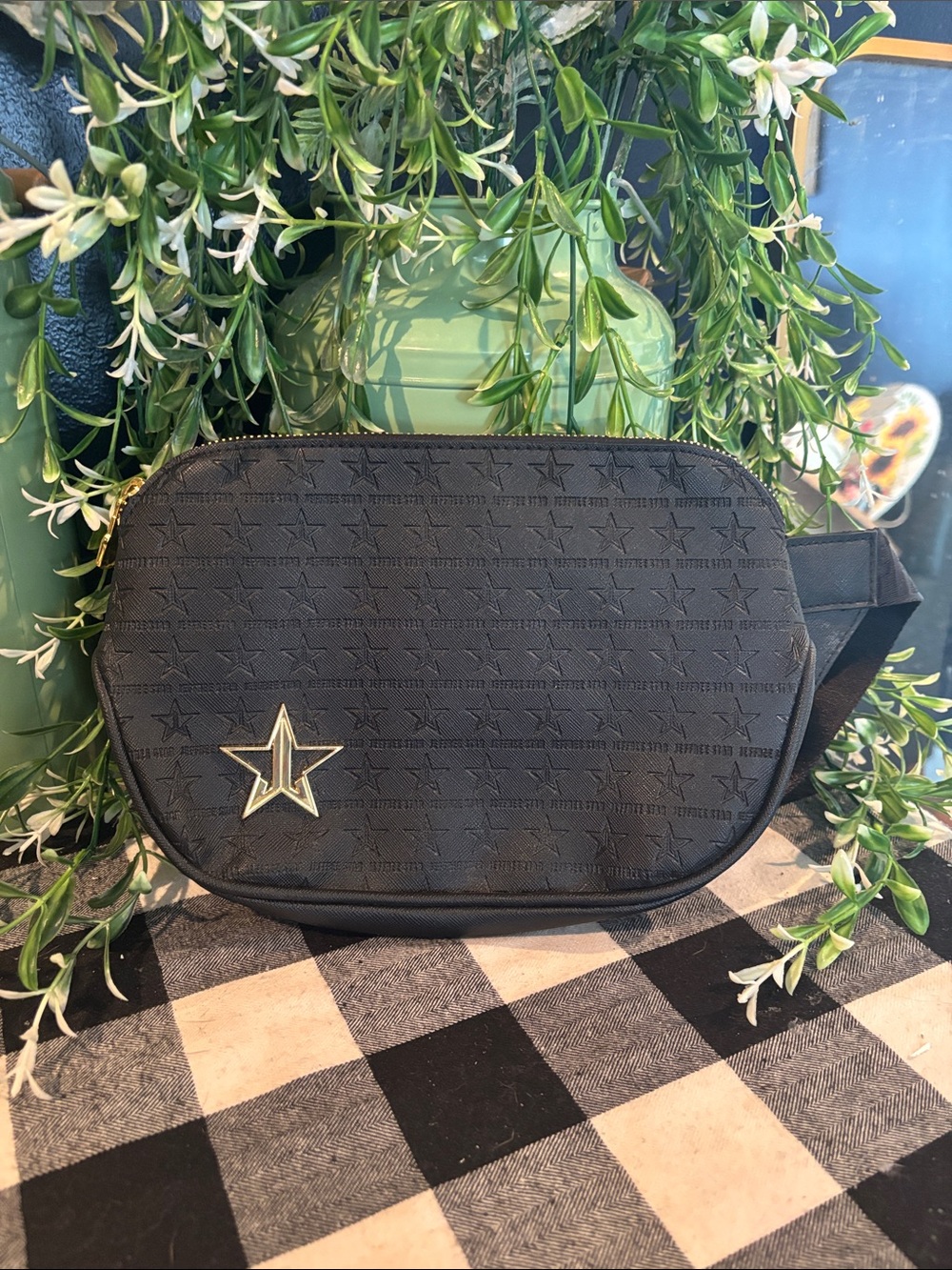 Jeffree Star Cosmetics black faux leather crossbody bag